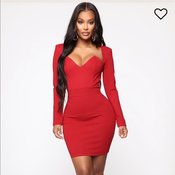 Fashion Nova Dresses & Skirts - Long Sleeve Mini Red Dress